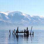 lake prespa in macedonia in winter