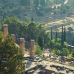 Views at ancient Delphi site , Greece